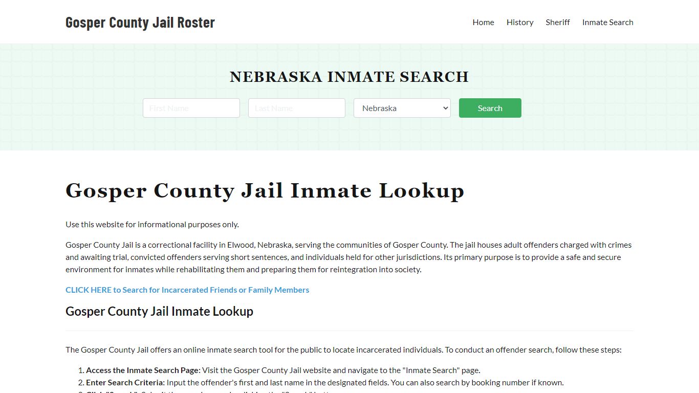 Gosper County Jail Roster Lookup, NE, Inmate Search