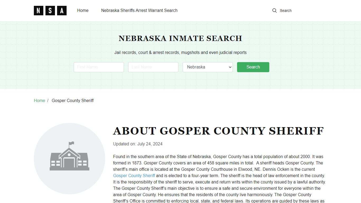 Gosper County Sheriff, Nebraska and County Jail Information